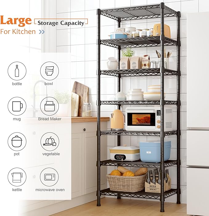 REIBII 7-Tier Metal Shelving Unit, 71’’H x 18’’W x 18’’D, 1176 LBS Weight - Image 8