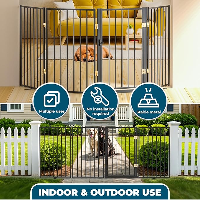 Metal Freestanding Dog Gate Outdoor-4 Panels - Image 3