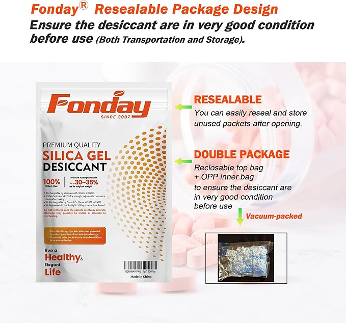 5g x 40 Packs Fonday Food Grade Silica Gel Desiccants Packs Moisture Absorbers - Image 7