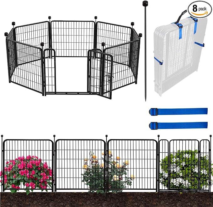 ADAVIN Garden Fence Panels, 36 Inch High, Modern Style, 8 Panels Total 17.7 Ft by ADAVIN