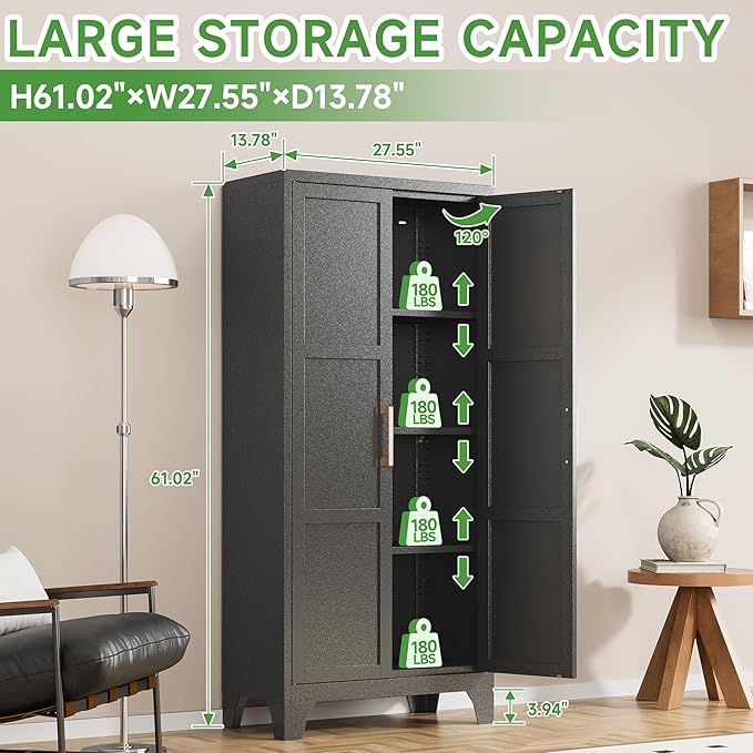 Pantry Cabinets for Kitchen, 61.02” Tall Storage Cabinets, Metal Pantry Storage - Image 3