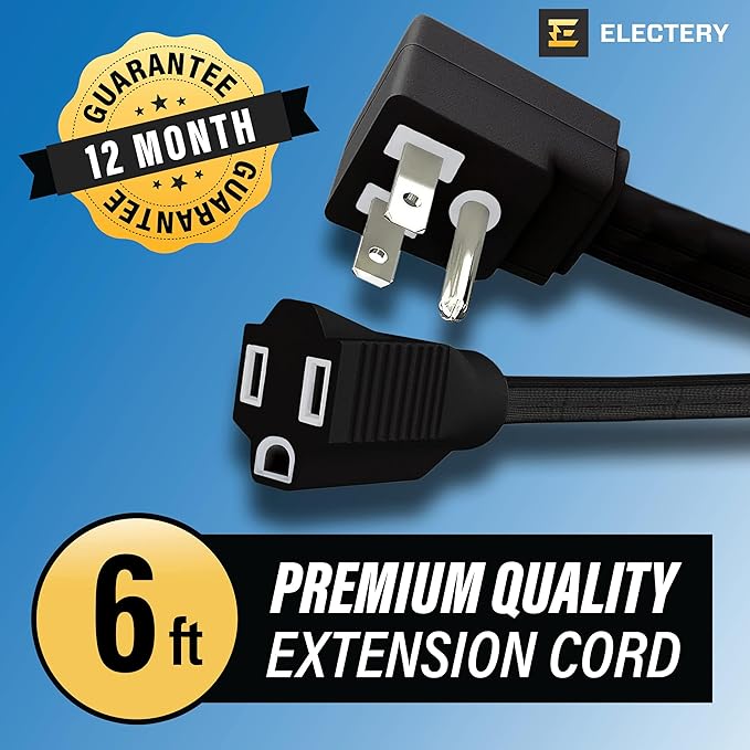 6 ft Heavy Duty Appliance Extension Cord, 14 AWG, 15A 125V 1875W, 3 Prong Flat - Image 2