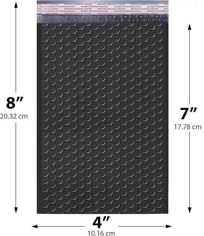 Black Small Bubble Mailers 4x8 Inch #000 | Thick Padded Poly Bubble Mailer - Image 2