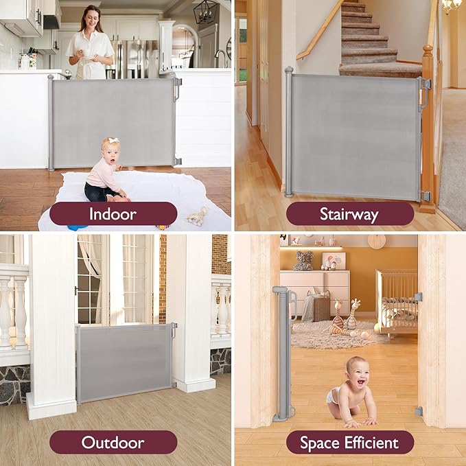 Retractable Baby Gate, Momcozy Extra Wide Mesh Baby Gates - Image 5