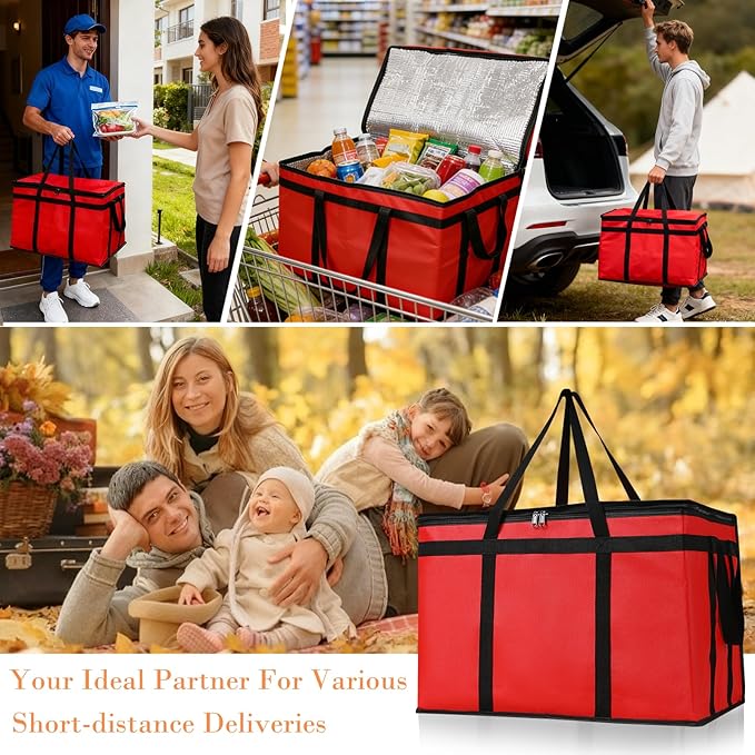 Insulated Bags for Food Delivery, XXXL Pizza Delivery Bags for Hot and Cold Food - Image 6