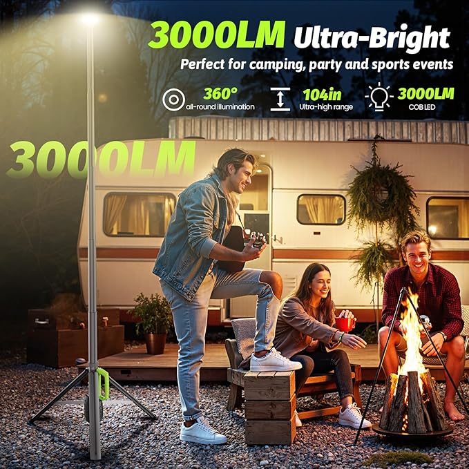 Camping Light with Stand, 8.4 FT Rechargeable Work Light, 6000mAh - Image 5