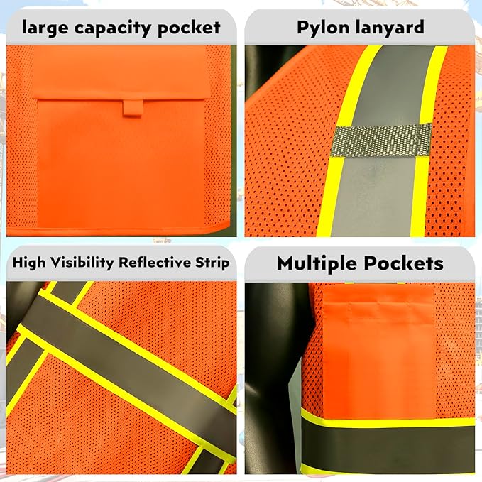 BeautyWill Custom Safety Vest Customized Logo Class 2 High Visibility - Image 5