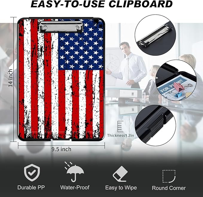 Clipboard with Storage, Hard Letter A4 Size Clip Board with Pen Holder & Paper - Image 2