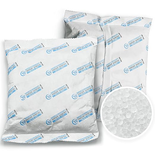 2 Packs 500 Gram Food Safe Silica Gel Desiccant Packets, Premium White Silica by Wisesorb