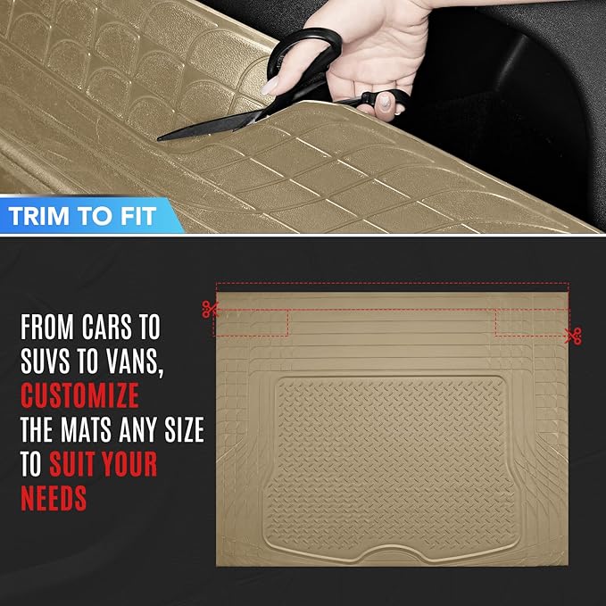 PIC AUTO Trunk Cargo Liner, Heavy Duty Rubber Floor Mats, Trimmable to Fit - Image 4