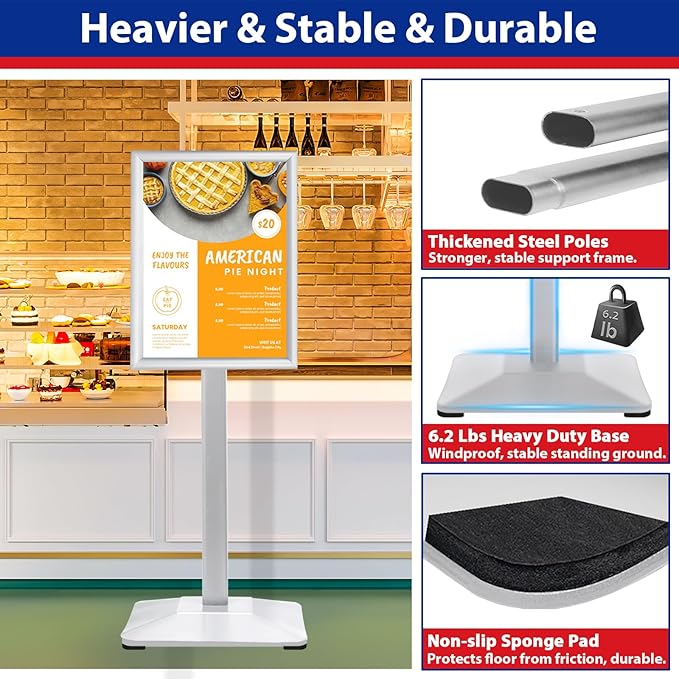 Sign Stand 11x17inch Pedestal Sign Holder Poster Stand 3Packs Adjustable Floor - Image 3