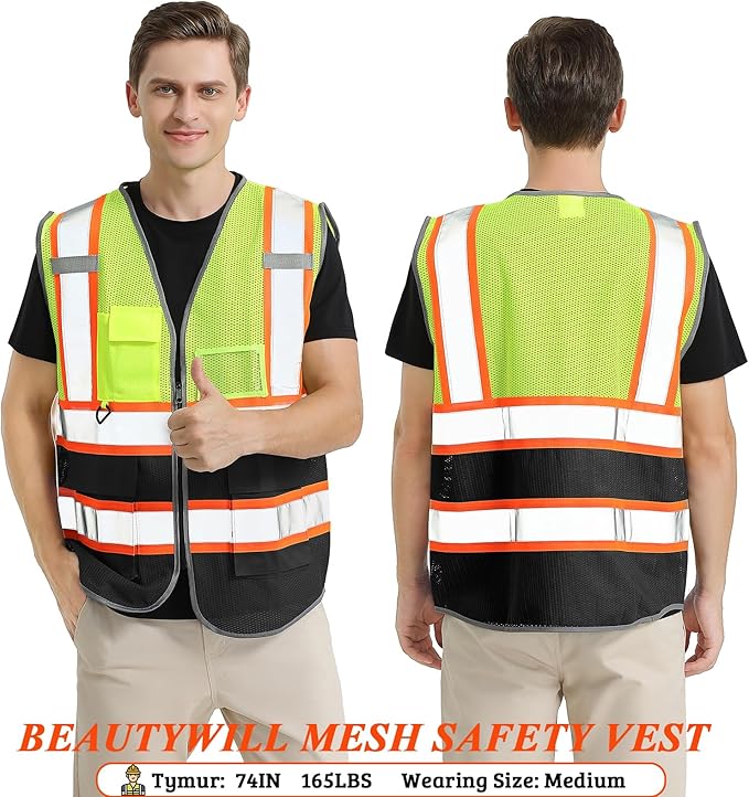 BeautyWill Custom Mesh Safety Vest Customized Logo Class 2 High Visibility - Image 6