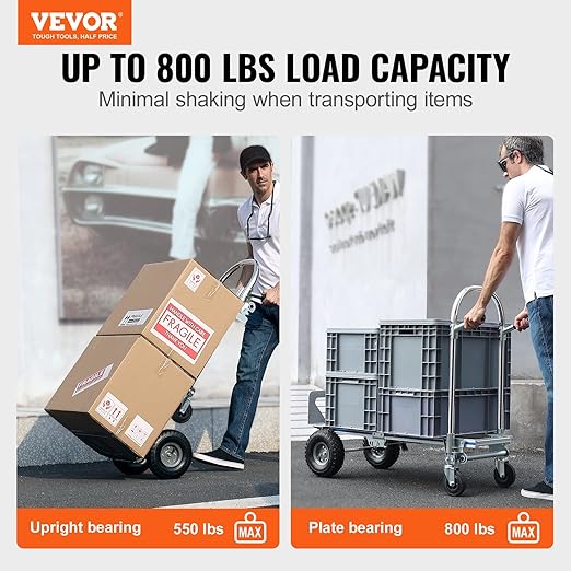 VEVOR Aluminum Truck, 2 in 1, 800 lbs Load Capacity, Heavy Duty Industrial - Image 2