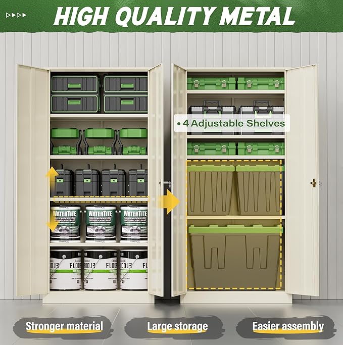 Greenvelly Metal Storage Cabinet, Metal Cabinet - Image 4