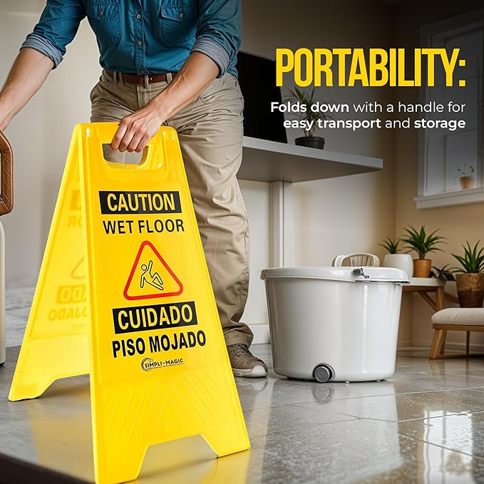 SIMPLI-MAGIC 24" Height Wet Floor Caution Signs, 6 Pack – Double-Sided - Image 3