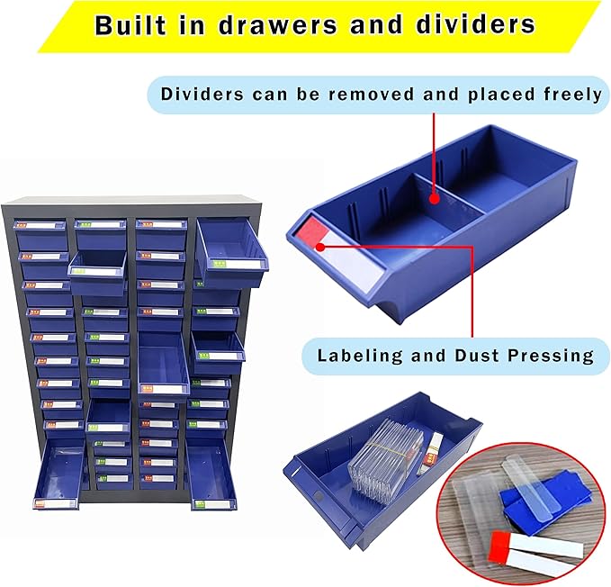Parts Cabinet 48 Drawer Parts Drawer Storage Bolt Bins Organizer Storage Steel - Image 5