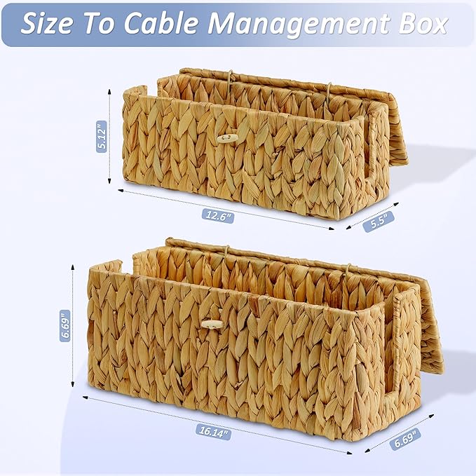 efluky 2 Pack Hand-Woven Cable Management Box - Image 2