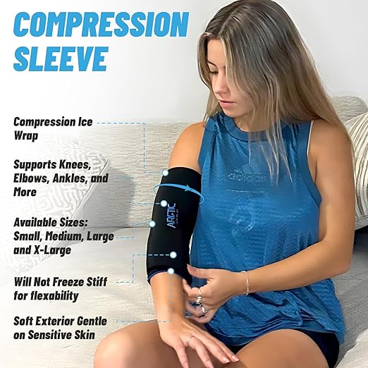 Value 2 Pack - Cold Therapy Compression Ice Sleeve, Knee Ice Pack Wrap - Image 8