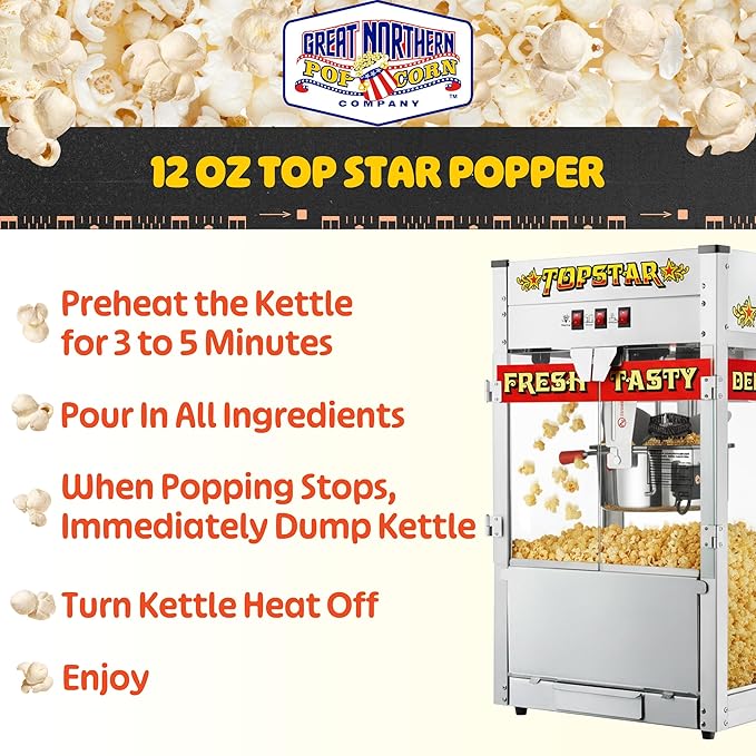 Top Star Popcorn Machine - 12oz Stainless-Steel Kettle - Image 4