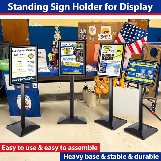 Pedestal Sign holder Stand 11x17inch Adjustable Standing Floor Sign Stand - Image 8