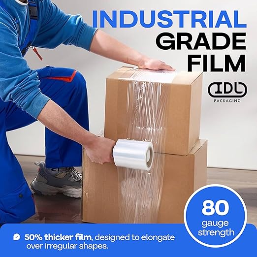 IDL Packaging 5" x 1000' Stretch Wrap Mini Roll of 80 Gauge - Image 6