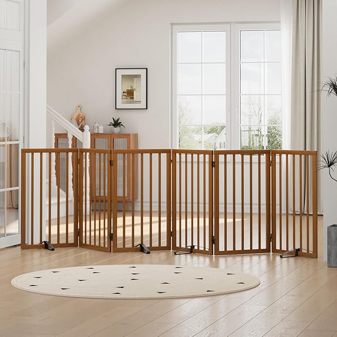 Dog Gates for Doorways, Tall Dog Gate Indoor, Foldable Pet Gates for Doorways by Algherohein