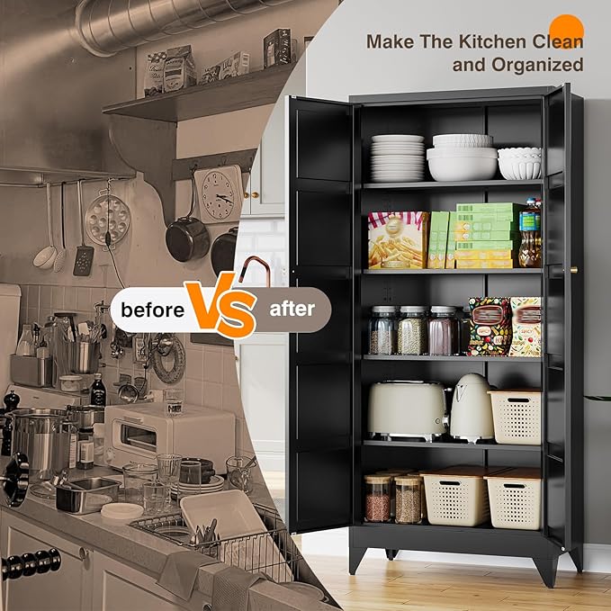 Yizosh Metal Pantry Cabinet, - Image 7