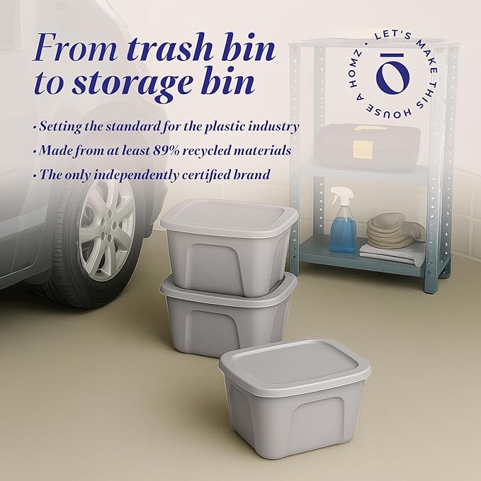 HOMZ 8-Pack Durable Molded Bin, Plastic Storage Containers - Image 7