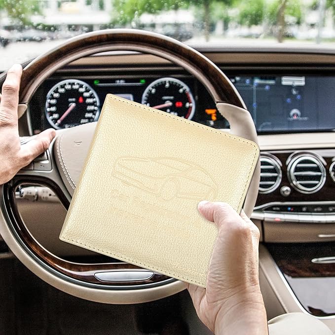 Car Insurance and Registration Holder, 5.5 x 5 Inch PU Leather Vehicle Glove - Image 6