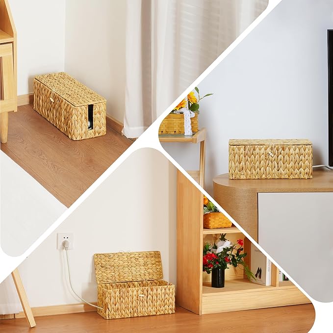 efluky 2 Pack Hand-Woven Cable Management Box - Image 7