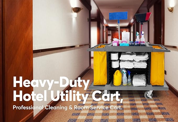 Hotel Cart Housekeeping Room Service Cart H 39" x L 60" X W 21" - Image 6