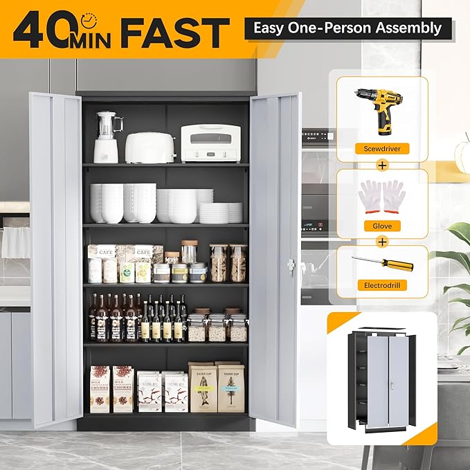 Greenvelly Metal Garage Storage Cabinet - Image 4