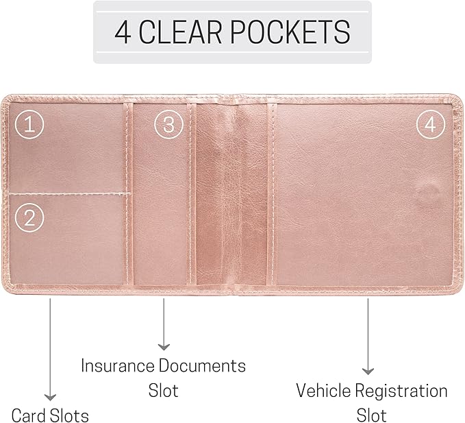 CANOPUS Car Registration and Insurance Holder, PU Leather Card Holder, Vehicle - Image 3