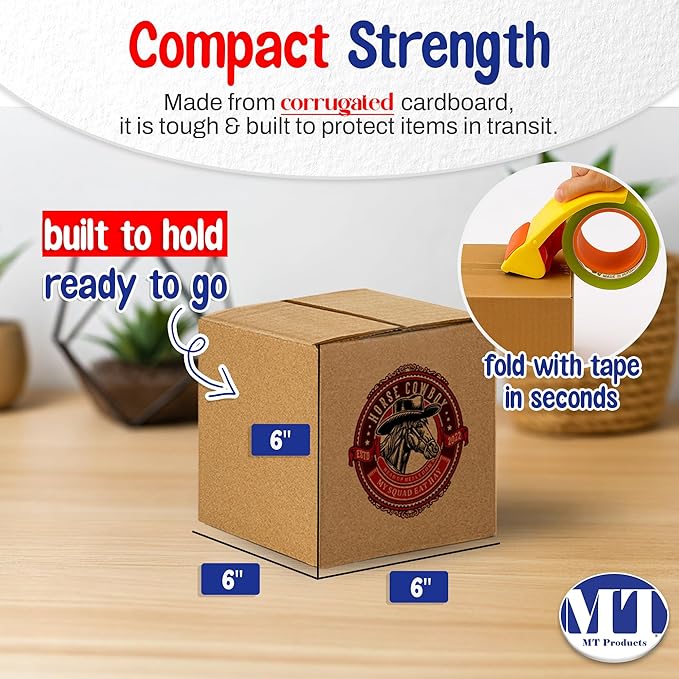 MT Products Custom Printed Kraft Cardboard Shipping Boxes 6" x 6" x 6" - Image 2