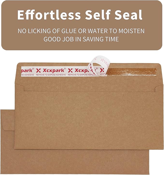 250 PCS Brown Self Seal Kraft 4-1/8 x 9-1/2 Inches Security Envelopes, - Image 3