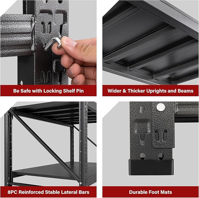 Set of 2 48" Wide Heavy Duty Garage Shelving Units, 3000LBS 24 Deep Storage - Image 7