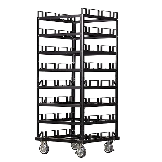 Trafford Industrial Stanchion Post Cart, 24 Posts, Horizontal Padded Storage by Crowd+Control+Warehouse