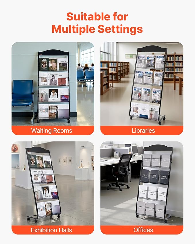 VEVOR Brochure Display Rack, 4-Tier Magazine Literature Display Stand - Image 6