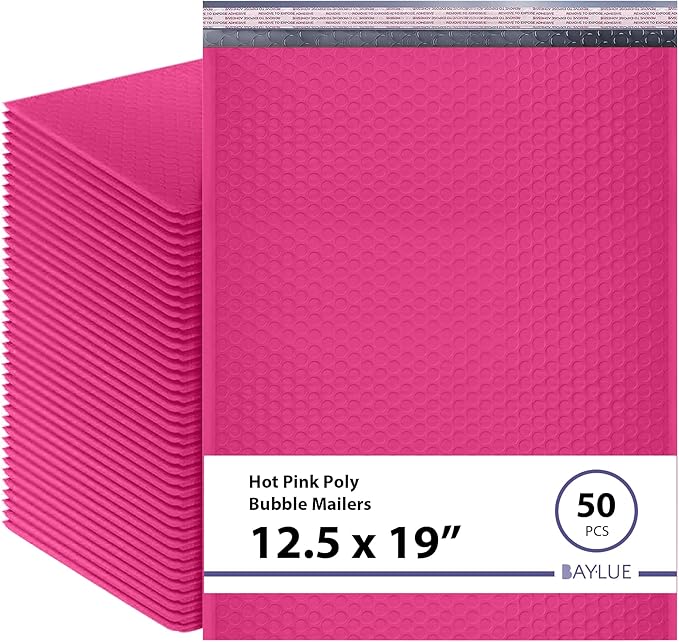 Hot Pink12.5x19.5 Inch Large Poly Bubble Mailers #6 | Padded Envelopes by BAYLUE