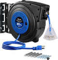 Retractable Extension Cord Reel, 45 FT Heavy Duty Power Cord, 12AWG/3C SJTOW by Wilawels