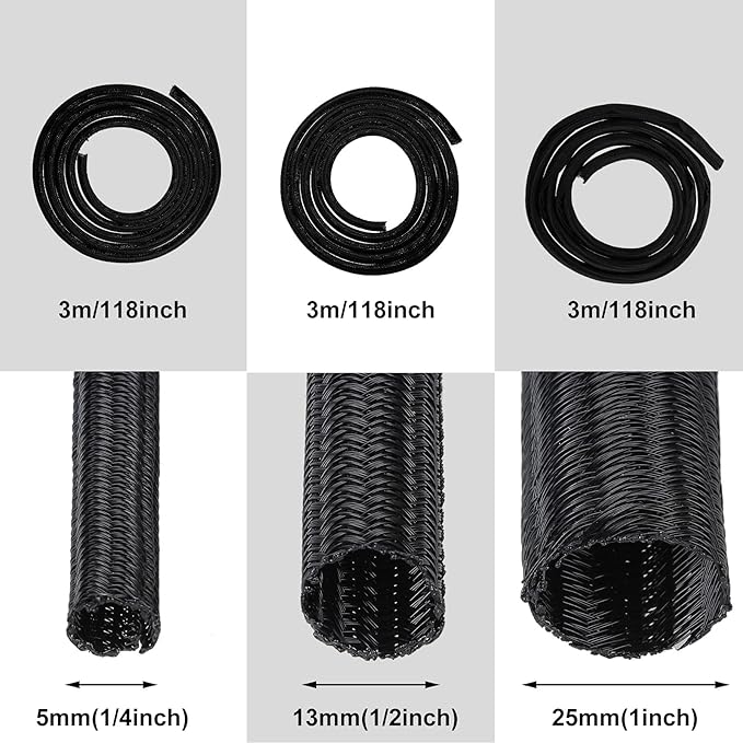 Boao 3 Pieces Cord Protector Wire Loom Tubing Cable Sleeve Split Sleeving - Image 6