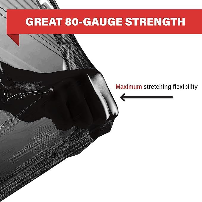 Black Stretch Wrap Industrial Strength Extra Thick 4 Pack 18" 1100 SqFt 80 - Image 2