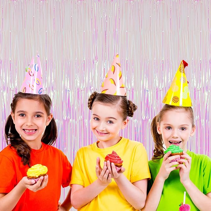 3 Pack 3.3x8.2 Feet Iridescent Transparent Foil Fringe Backdrop Curtains - Image 6