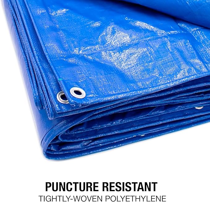 30x50 Blue Waterproof Tarp – Heavy Duty 5 MIL Thick Outdoor Tarpaulin Cover - Image 7