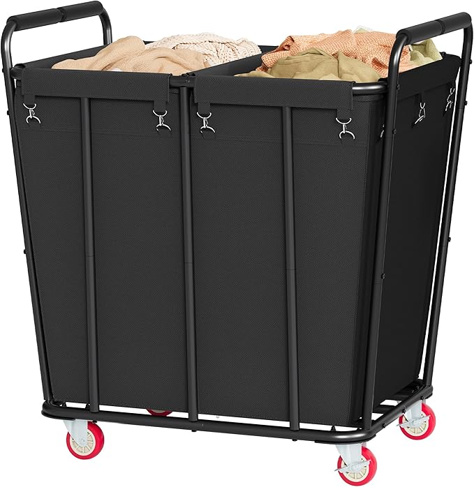 Hoctieon 2 Section Laundry Sorter Cart, 400L Rolling Hamper by Hoctieon