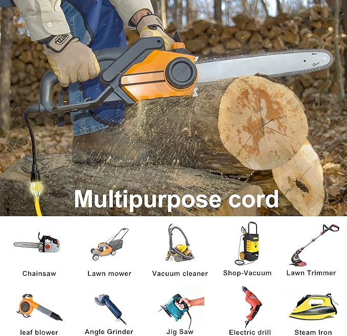 HUANCHAIN 50 ft 12/3 Gauge Heavy Duty Outdoor Extension Cord Waterproof - Image 7