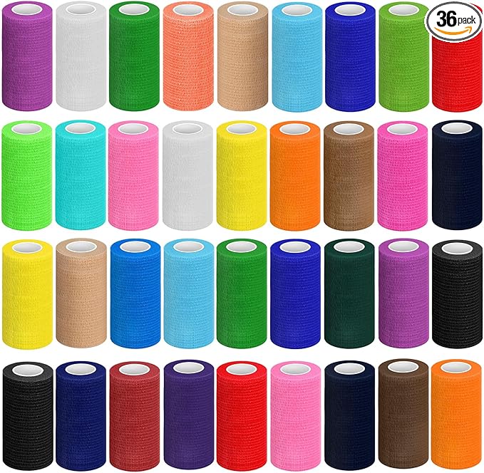 Treela 36 Pcs Self Adherent Bandage 4" X 5 Yard Wrap Breathable Cohesive by Treela