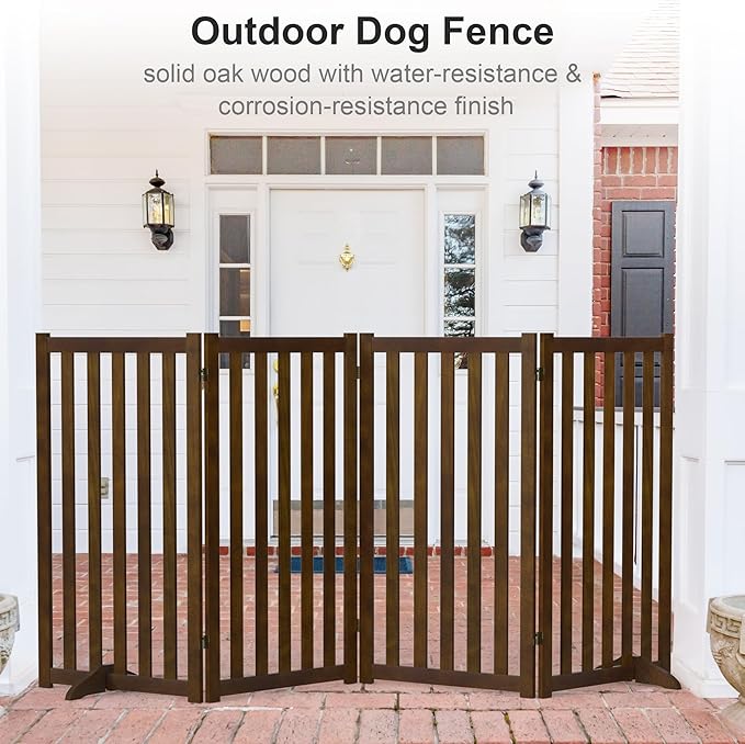 36" Height Extra Tall Freestanding Pet Gate, Solid Wood Folding Safety Fence - Image 7