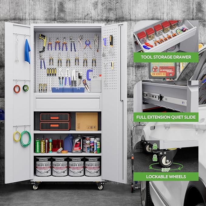 71" H Metal Garage Storage Cabinet - Image 4