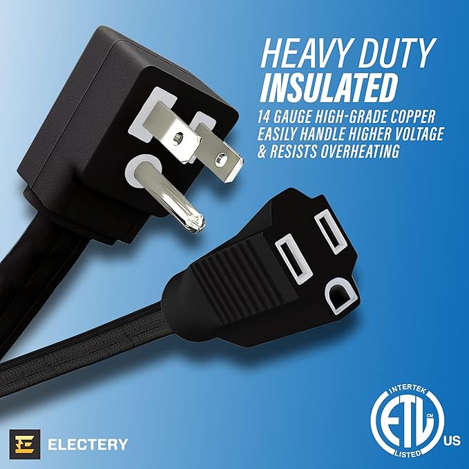 20 ft Heavy Duty Appliance Extension Cord, 14 AWG, 15A 125V 1875W, 3 Prong Flat - Image 6
